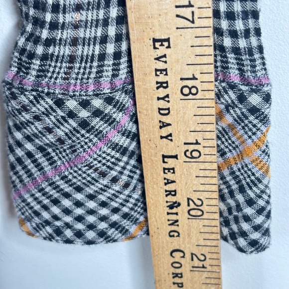 Free People Oversized Plaid Shirt S Break My Stride Metallic Grunge Boho Indie - Picture 10 of 11